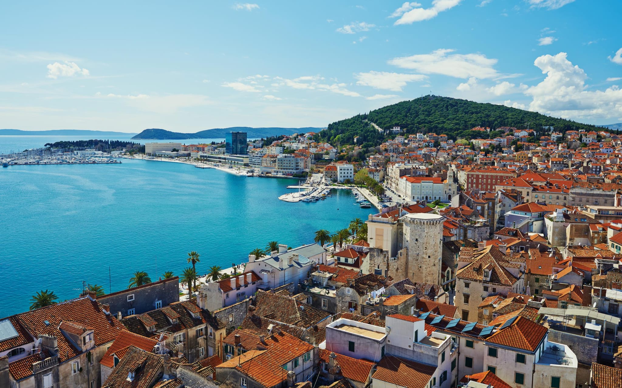 Split, Dalmatia coastline at golden hour